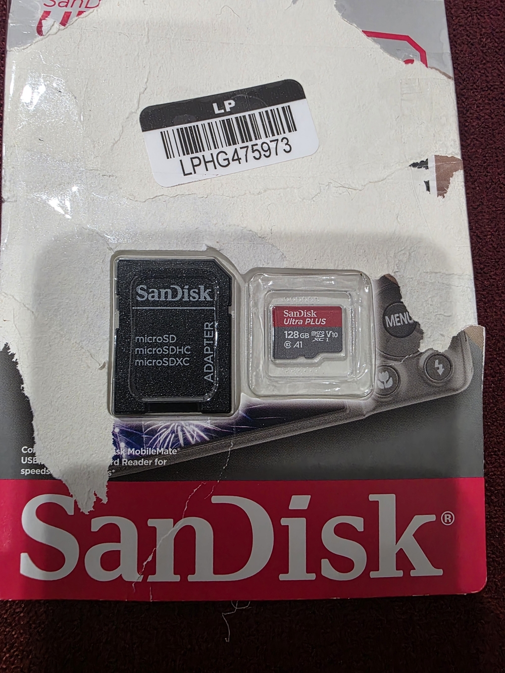 SanDisk Ultra PLUS 128GB microSD MicroSDXC UHS-I Memory Card Damaged  Box